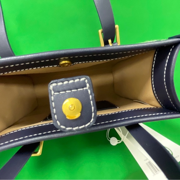 🆕 👒Mini T Monogram Tote Navy 🌻Tory Burch - Picture 7 of 10